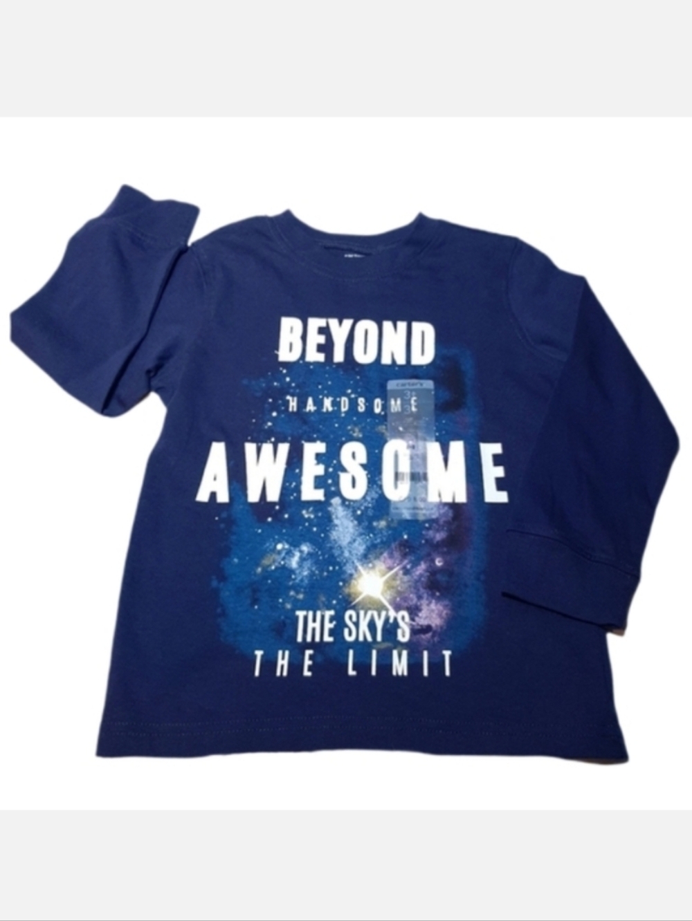 New Boys 3T Carters Long Sleeve Tshirt Beyond Handsome Awesome Outer Space Top